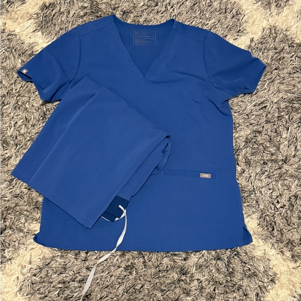Blue Scrub Top and Pants Set